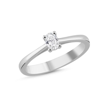 14 kt hvidguld The One Oval ring med i alt 0,23 ct Diamant Wesselton SI